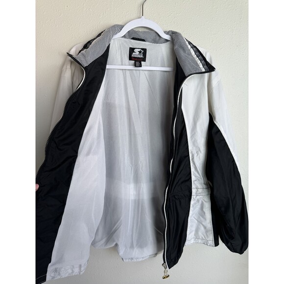 Starter Women's Black & White Windbreaker Jacket MEDIUM - Picture 10 of 10